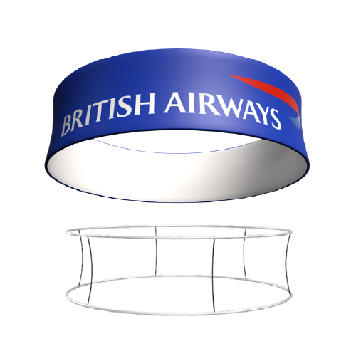 Fabric hanging sign with printed graphic with zipper